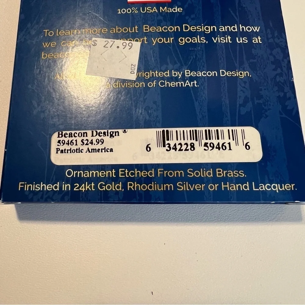 Beacon Design ChemArt America The Beautiful Ornament, Made In The USA, Patriotic